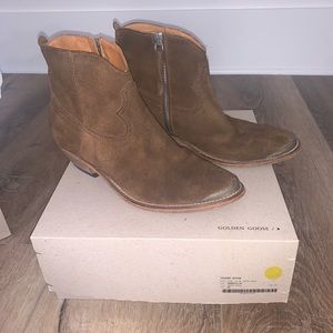 Golden Goose coffee suede western boots